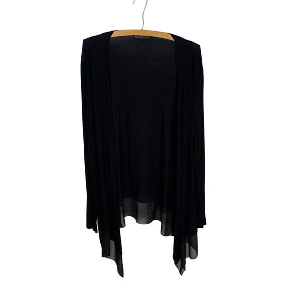 Design History Black Open Front Waterfall Cardigan with Sheer Hem – Size XL - Picture 1 of 4